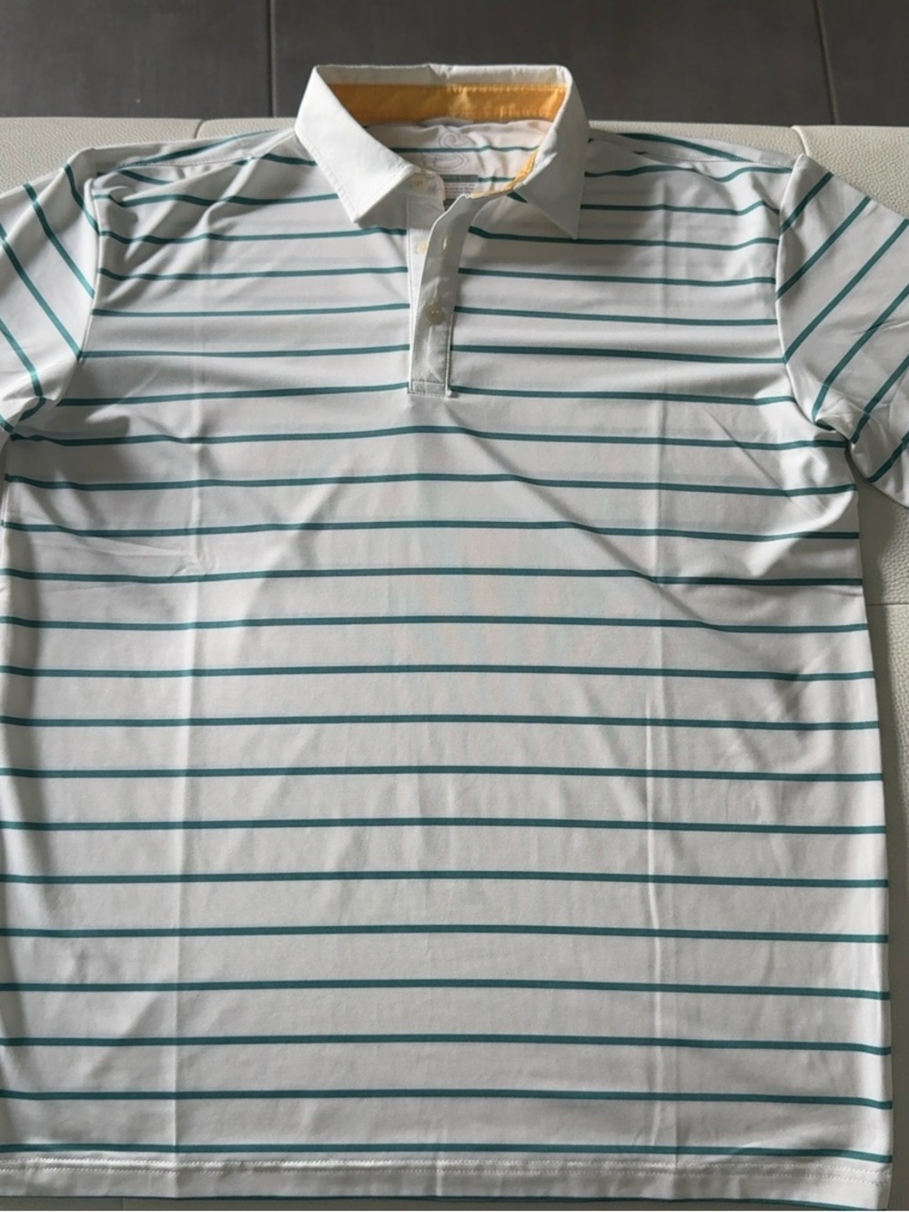 Swannies Blue and White Striped Golf Polo